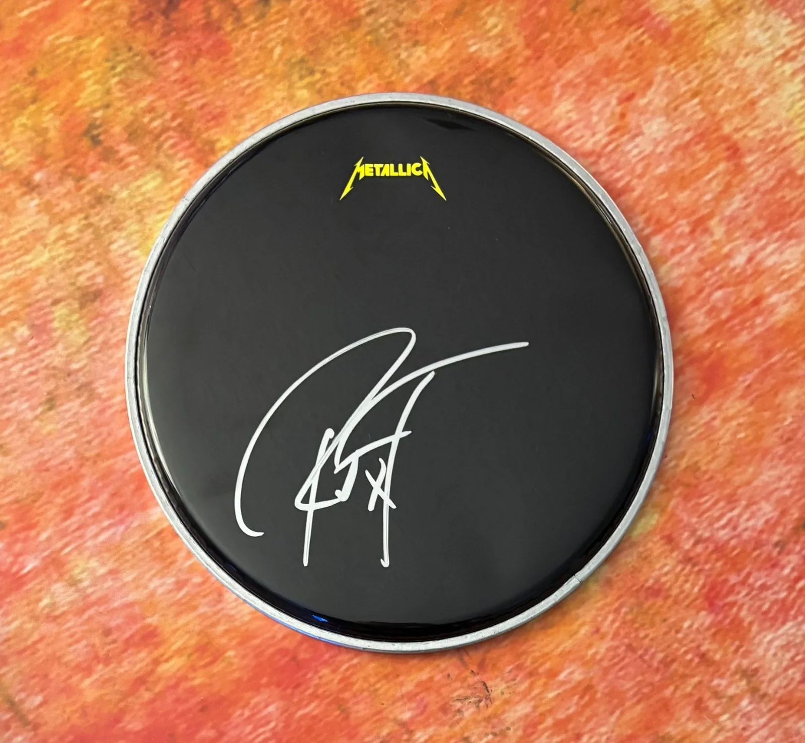 GFA Metallica Band Bassist * ROBERT TRUJILLO * Signed 10" Drumhead PROOF COA, image 3
