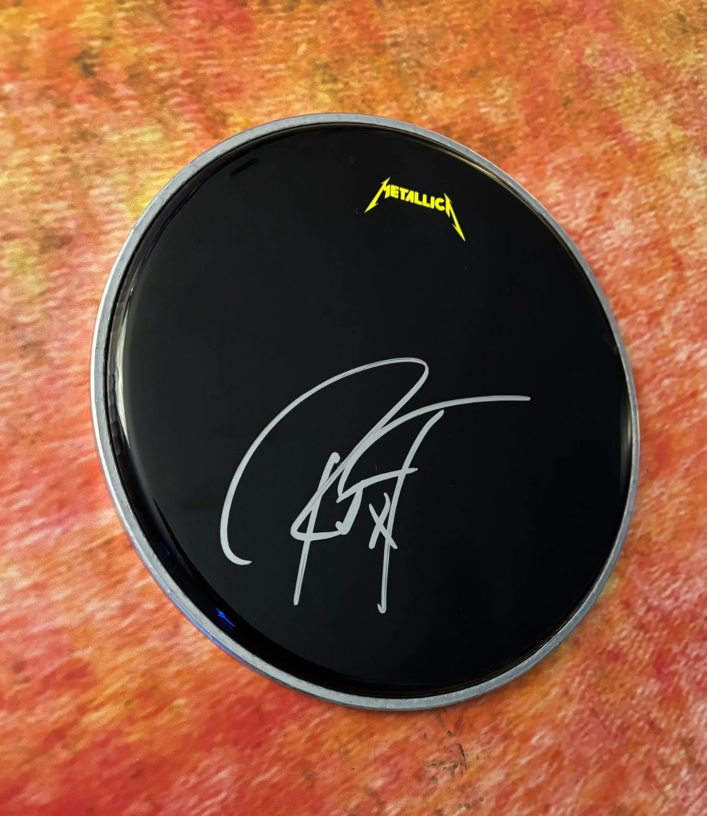 GFA Metallica Band Bassist * ROBERT TRUJILLO * Signed 10" Drumhead PROOF COA, image 4