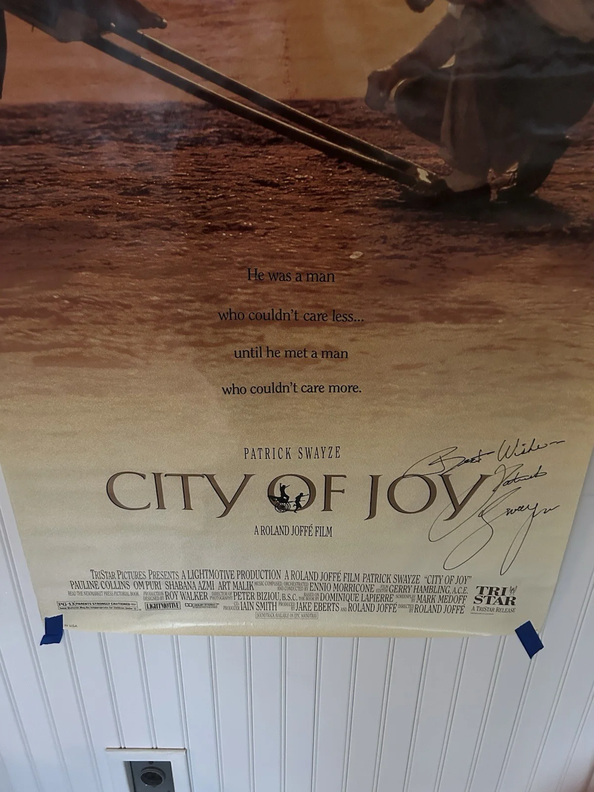 City Of Joy 27x40 Autographed Best Wishes Patrick Swayze Movie Poster Signed, изображение 3