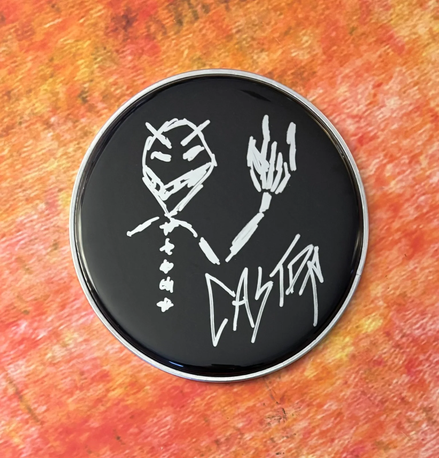 GFA James Hetfield Son Drummer * CASTOR HETFIELD * Signed 10" Drumhead COA, image 2