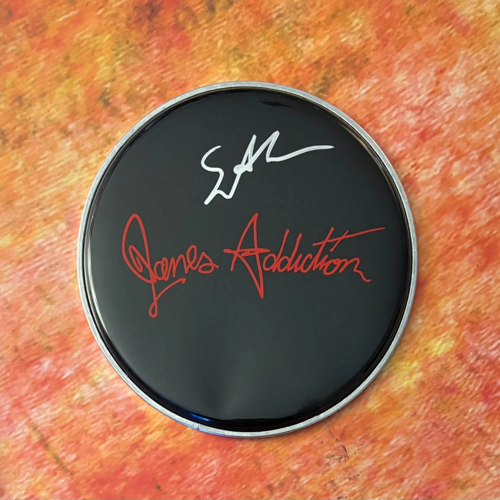 GFA Jane's Addiction Drummer * STEPHEN PERKINS * Signed 10" Drumhead S8 COA, image 3