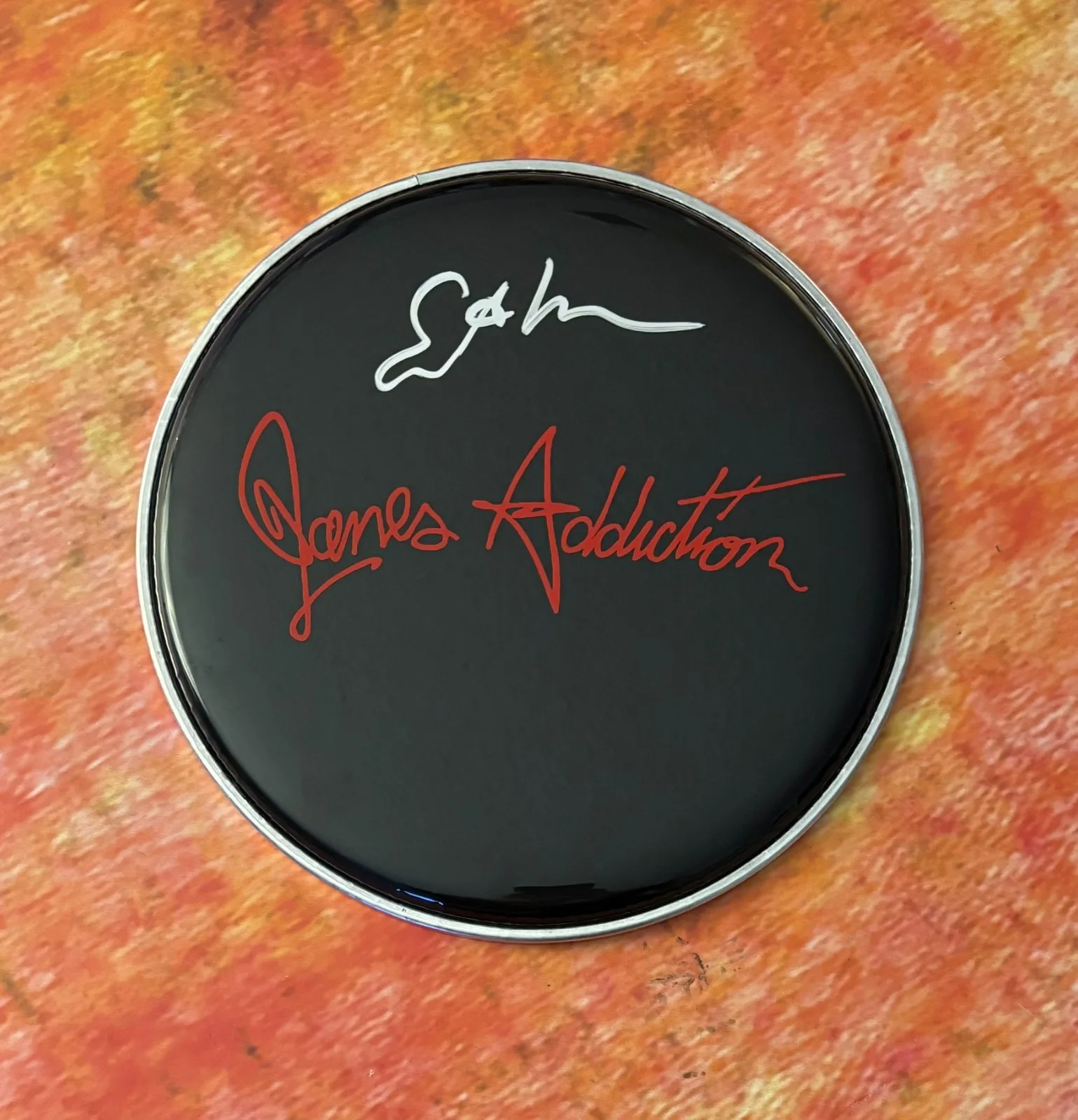 GFA Jane's Addiction Drummer * STEPHEN PERKINS * Signed 10" Drumhead S6 COA, image 3