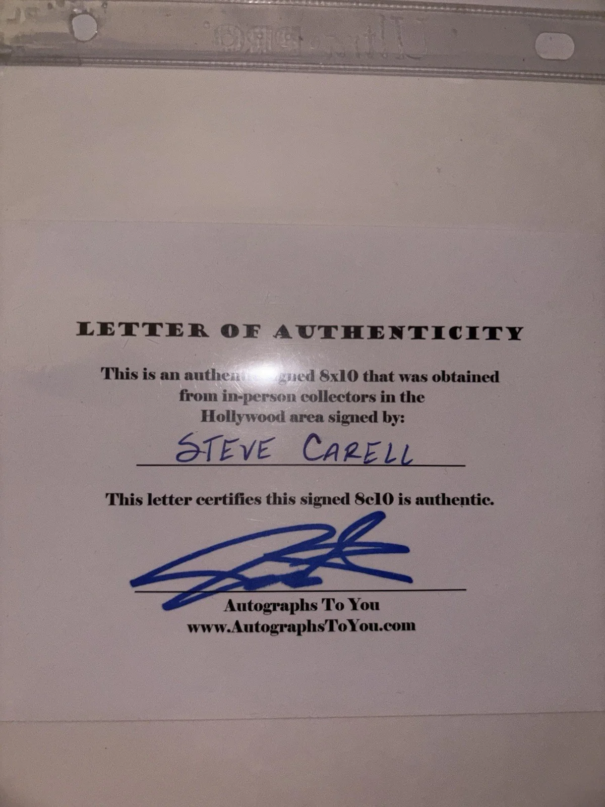 Steve carrell Autographed 8x10 With Coa, image 2