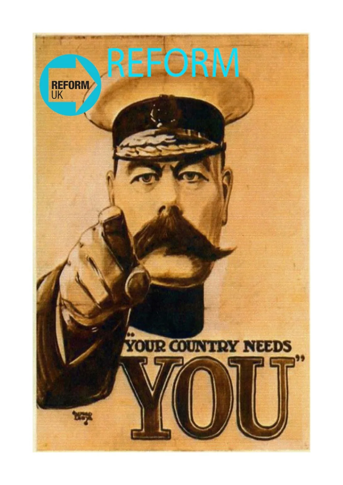 REFORM Your Country needs you Patriotic mounted A4 film poster Choice of frame., изображение 2