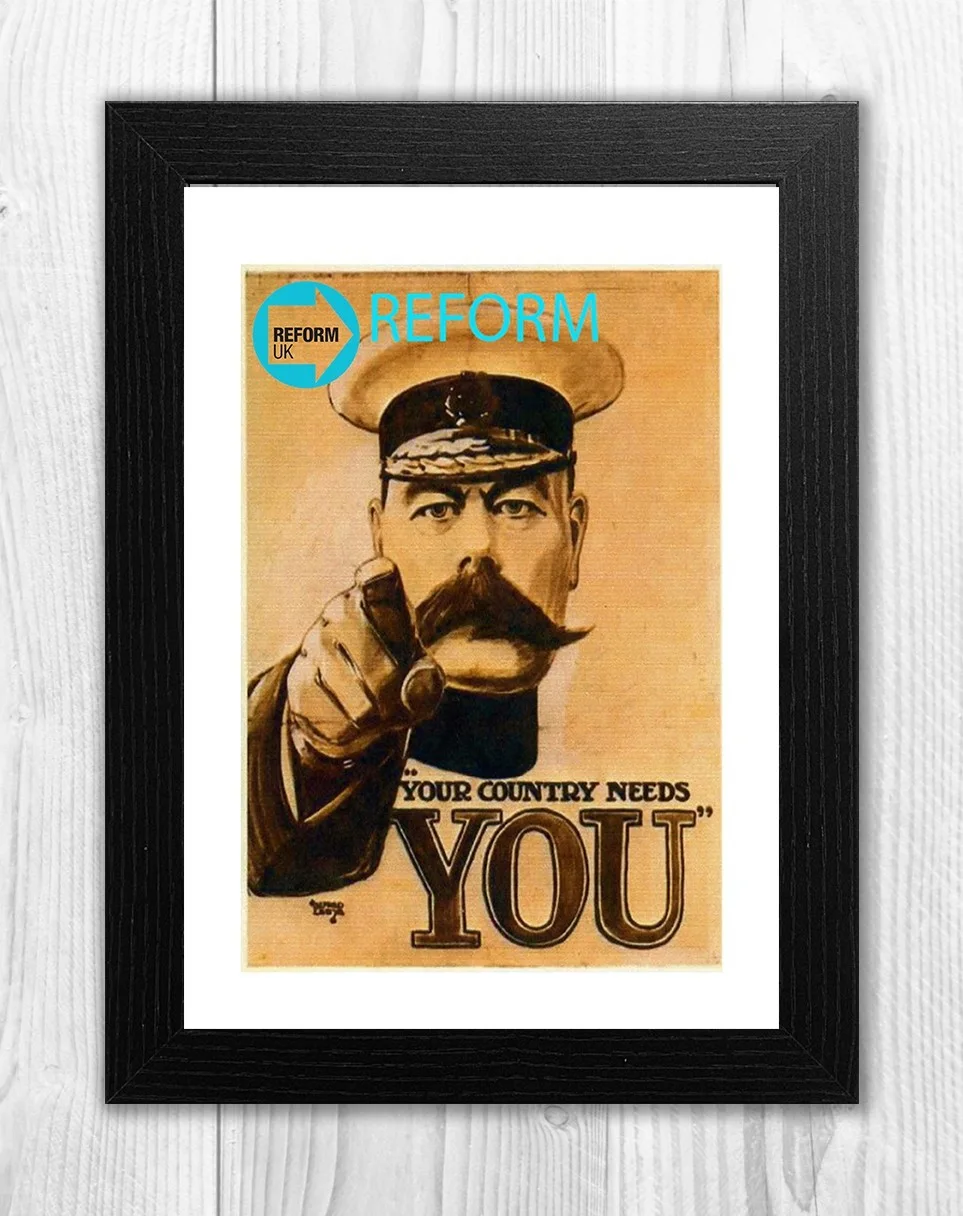REFORM Your Country needs you Patriotic mounted A4 film poster Choice of frame., изображение 3