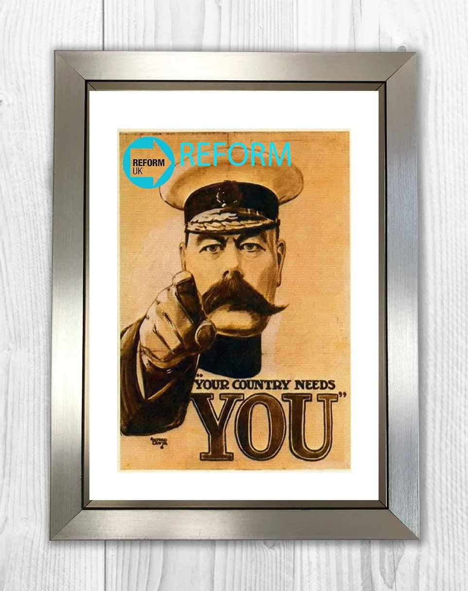 REFORM Your Country needs you Patriotic mounted A4 film poster Choice of frame., изображение 4