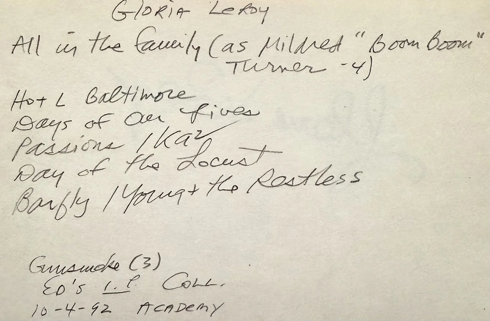 Gloria LeRoy — GLORIA LEROY Signed Autographed 4"x 6" INDEX CARD All in the Family Snapdragon, изображение 4
