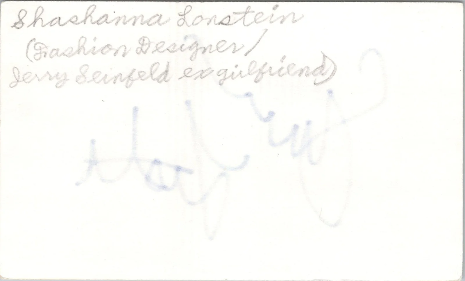 Shoshanna Lonstein Gruss — Shoshanna Lonstein Gruss Signed 3x5 Index Card Fashion Designer Autographed, image 2