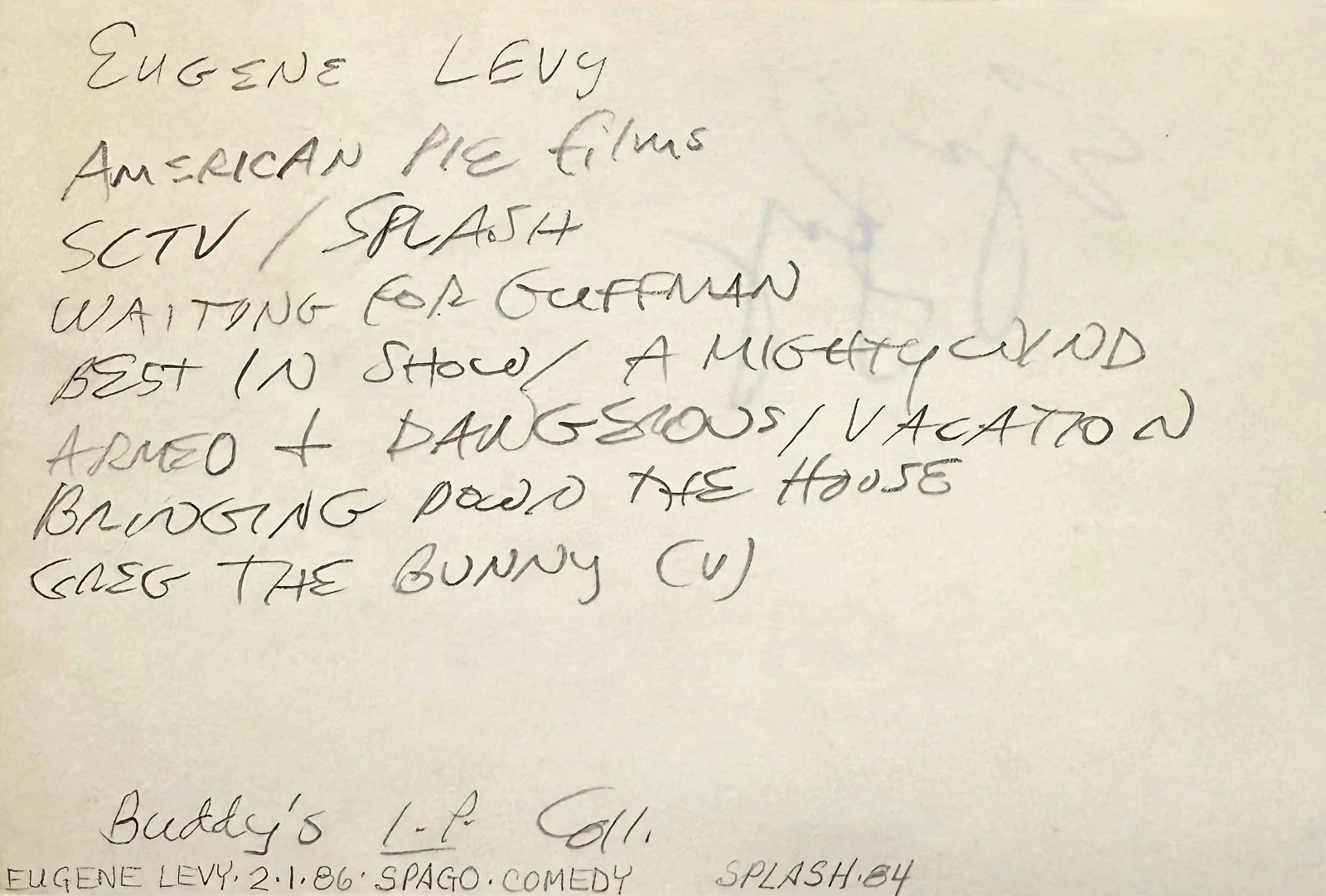 Eugene Levy — EUGENE LEVY Signed Autograph 4"x 6" INDEX CARD SCTV Schitt's Creek AMERICAN PIE, изображение 2