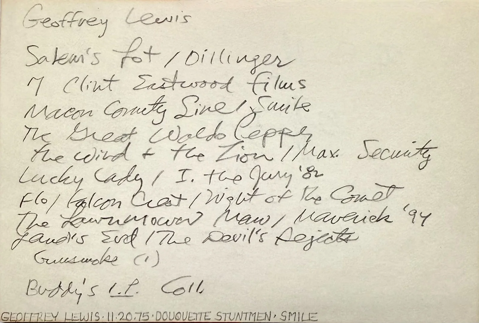 Geoffrey Lewis — GEOFFREY LEWIS Autograph Signed 4x6 INDEX CARD High Plains Drifter Bronco Billy, изображение 4