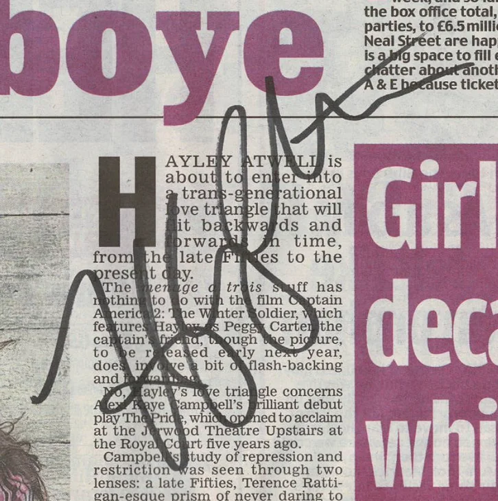 Hayley Atwell — Hayley Atwell Autographed Signed Newspaper Photo AMCo COA 22820, image 2