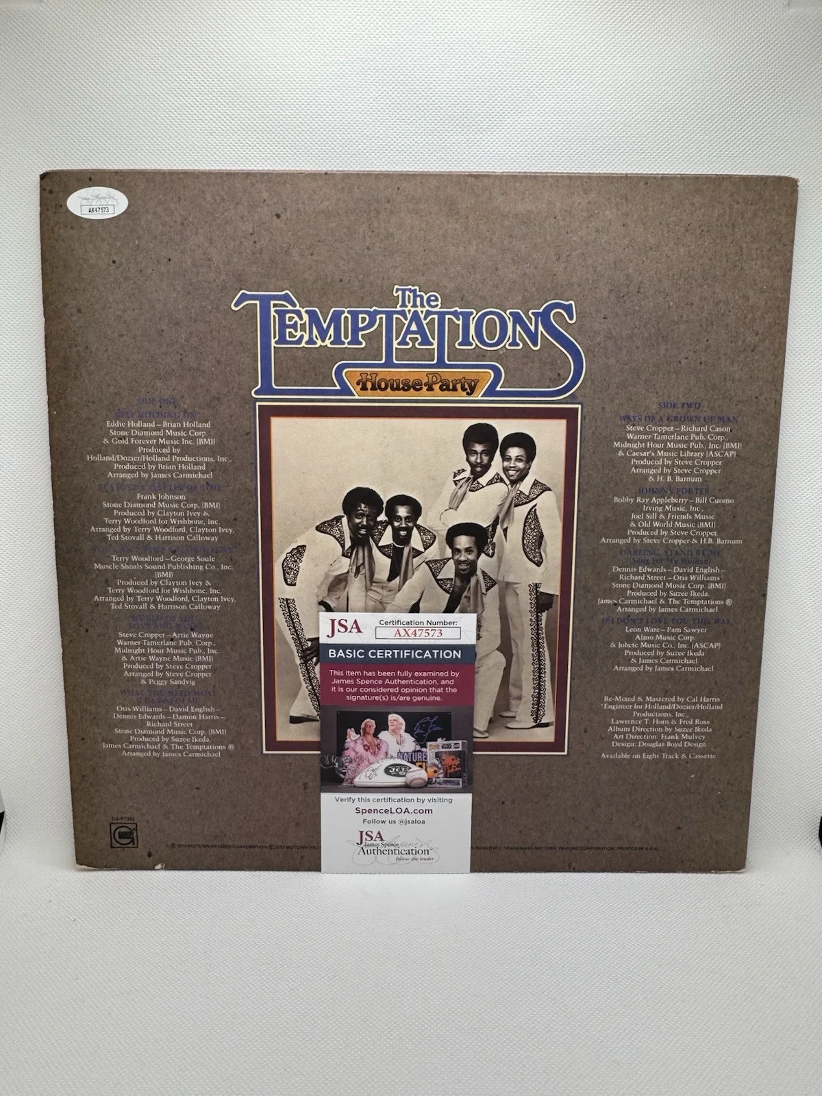 THE TEMPTATIONS SIGNED VINYL OTIS WILLIAMS HOUSE PARTY JSA COA GLENN LEONARD, изображение 2
