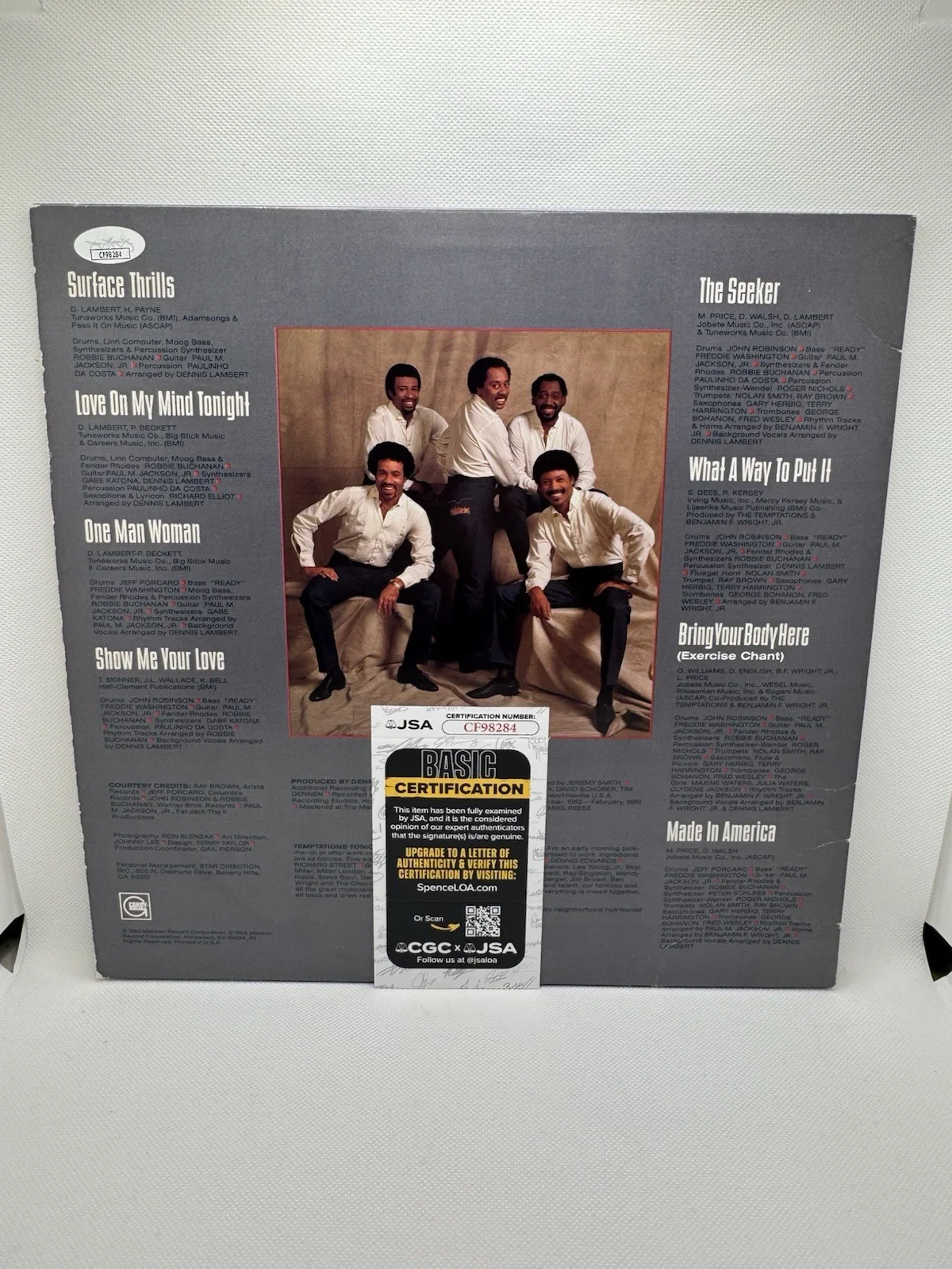 THE TEMPTATIONS SIGNED VINYL OTIS WILLIAMS SURFACE THRILLS JSA GLENN LEONARD, image 2