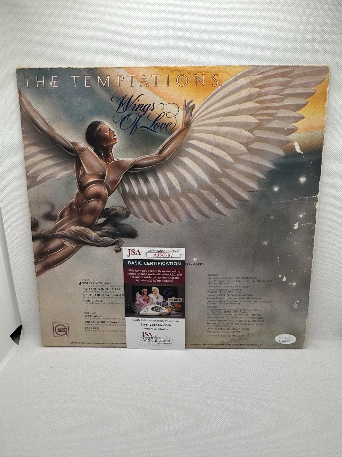 THE TEMPTATIONS SIGNED VINYL BY 3 OTIS WILLIAMS WINGS OF LOVE EDWARDS JSA GLENN, image 2