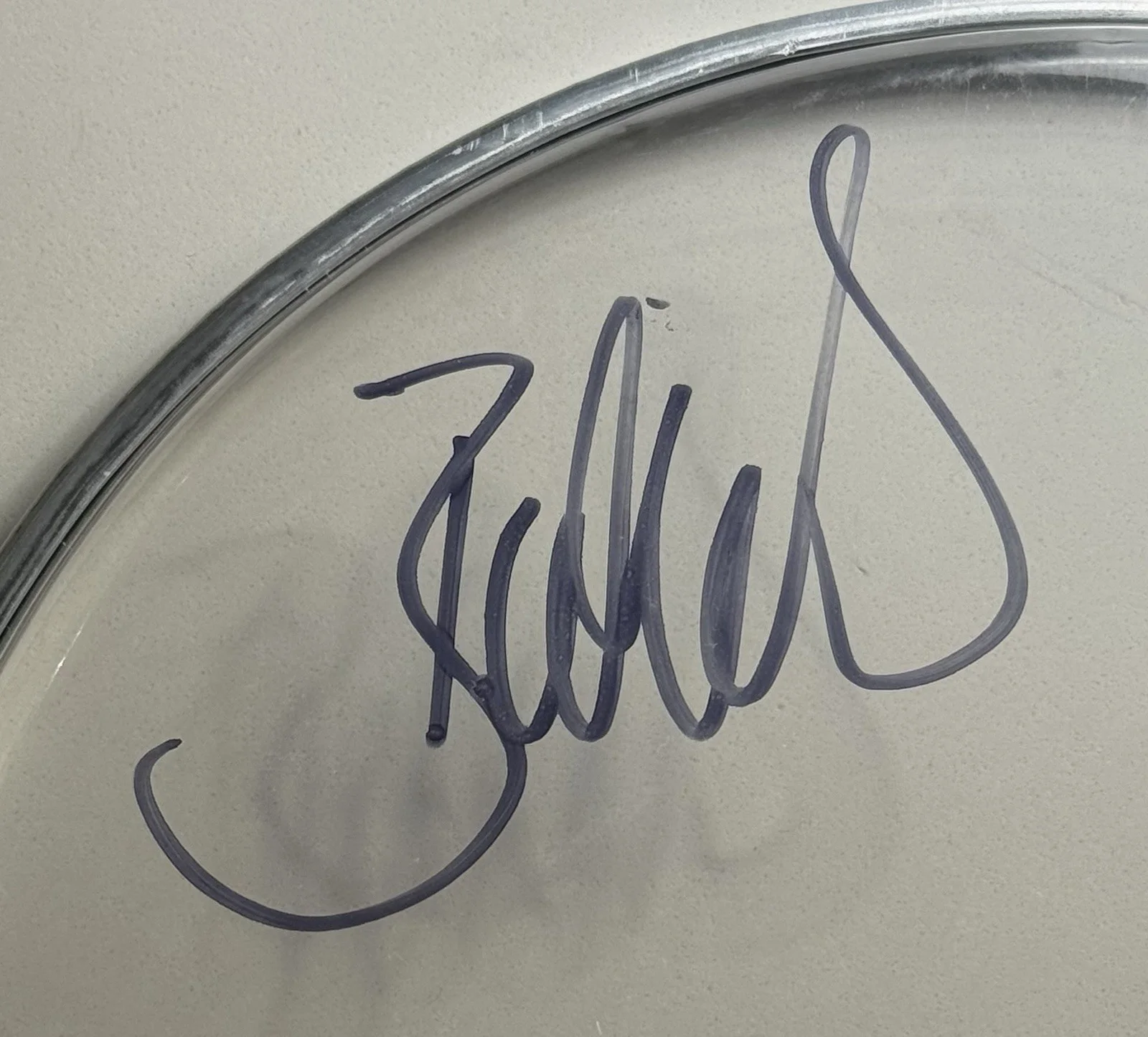 Brad Wilk Rage Against the Machine Autograph Signed Transparent Drumhead Beckett, image 2