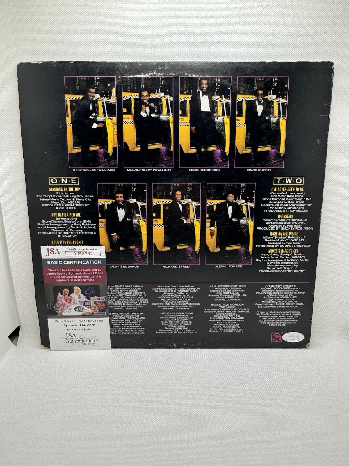 THE TEMPTATIONS SIGNED VINYL BY 3 OTIS WILLIAMS REUNION DENNIS EDWARDS JSA GLENN, изображение 2