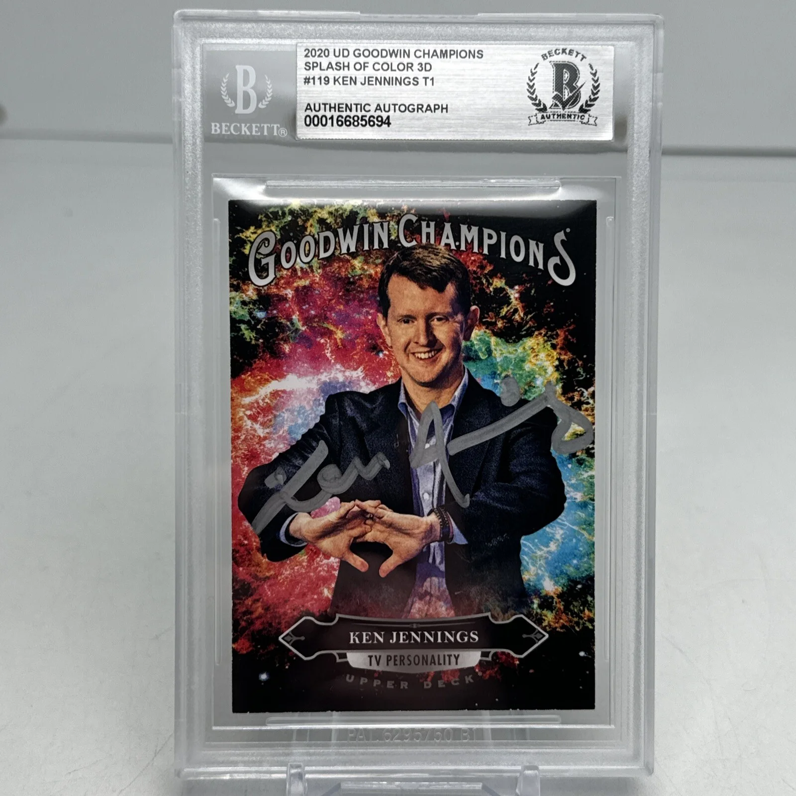 Ken Jennings — Ken Jennings Signed Auto 2020 Goodwin 3D Color BAS Slab Jeopardy Host Rare