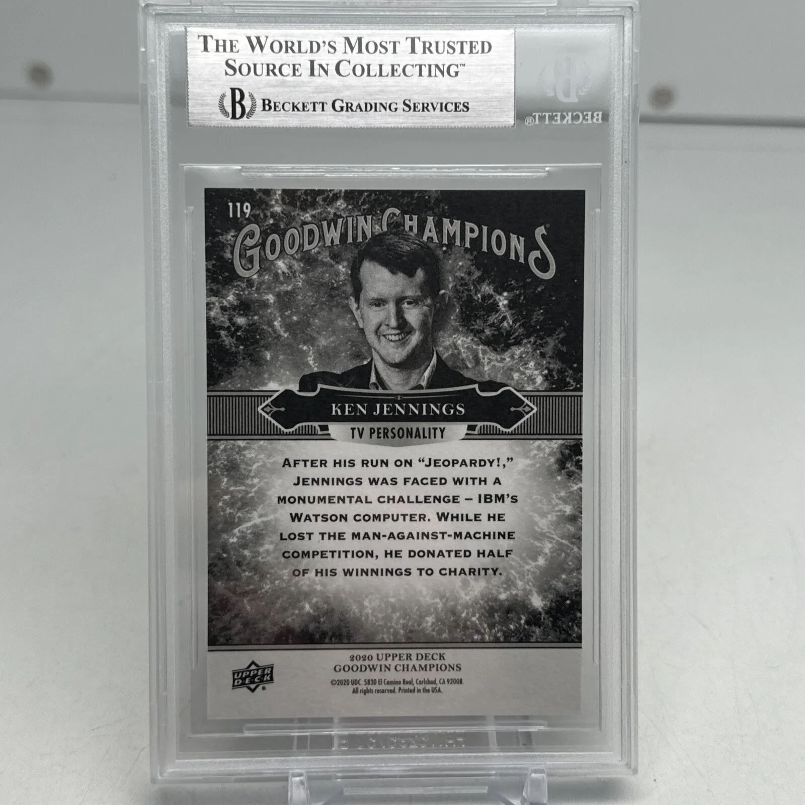 Ken Jennings — Ken Jennings Signed Auto 2020 Goodwin 3D Color BAS Slab Jeopardy Host Rare, изображение 4