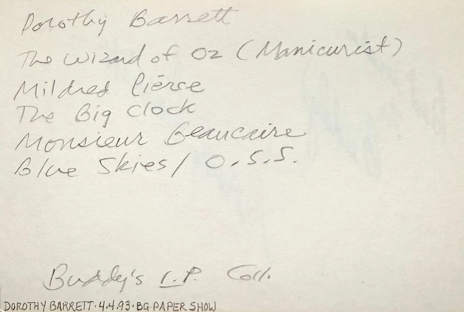 Dorothy Barrett — DOROTHY BARRETT Signed Autographed INDEX CARD Gone with the Wind MILDRED PIERCE, изображение 4