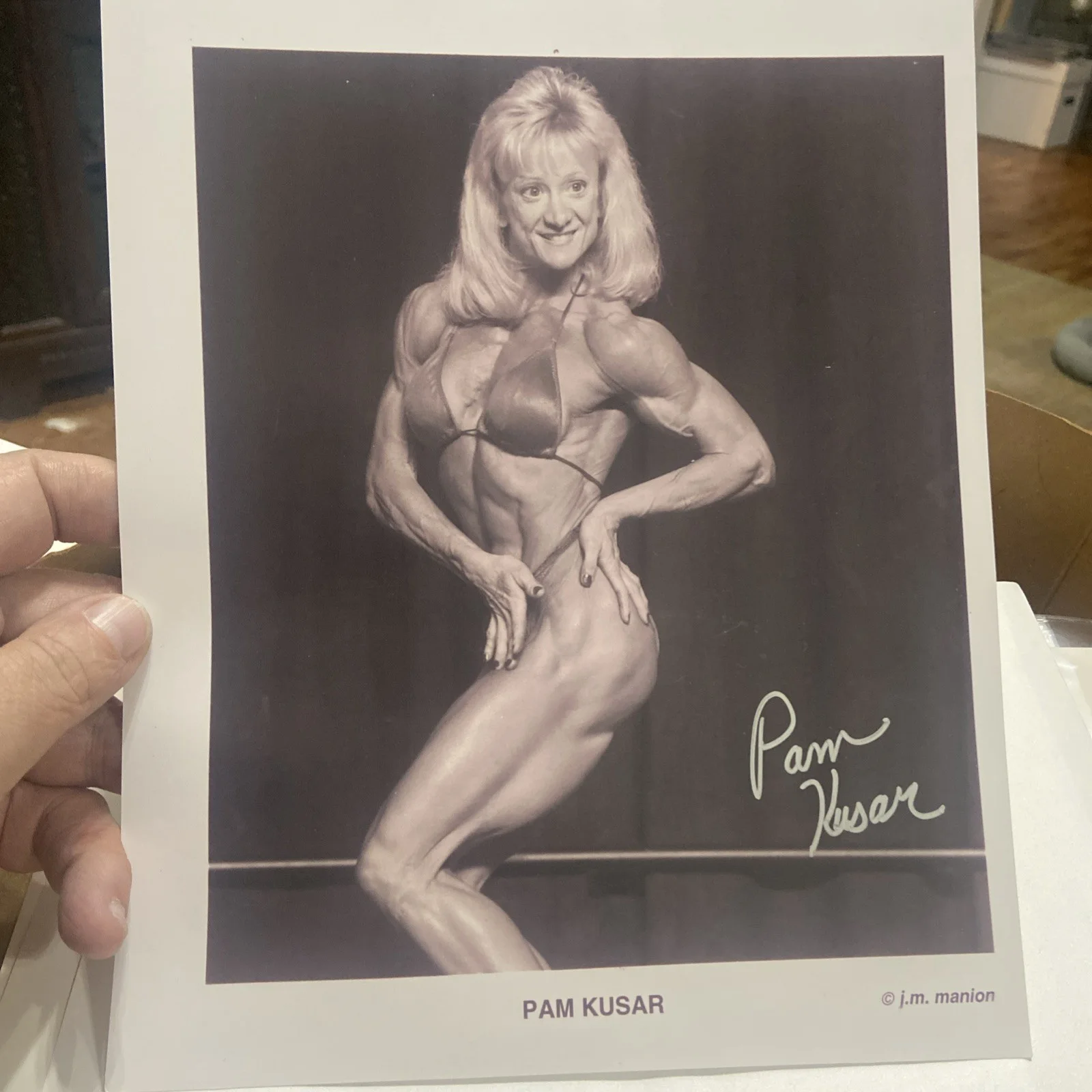 Nicole Eggert — Pam Kusar autographed 8x10 photo bony builder sepia picture