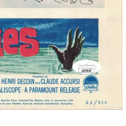 Juliette Greco — JULIETTE GRECO JSA Autographed 11X14 1962 Lobby Card FREE SHIPPING! JSA not PSA, image 3