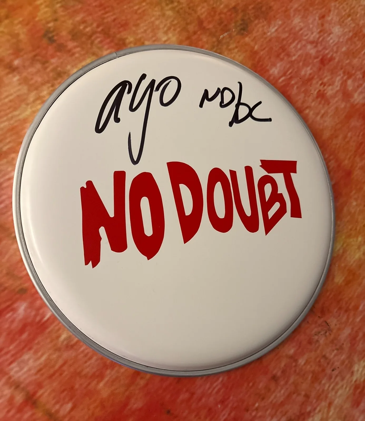 GFA No Doubt Drummer * ADRIAN YOUNG * Signed Autograph 10" Drumhead PROOF COA, image 2