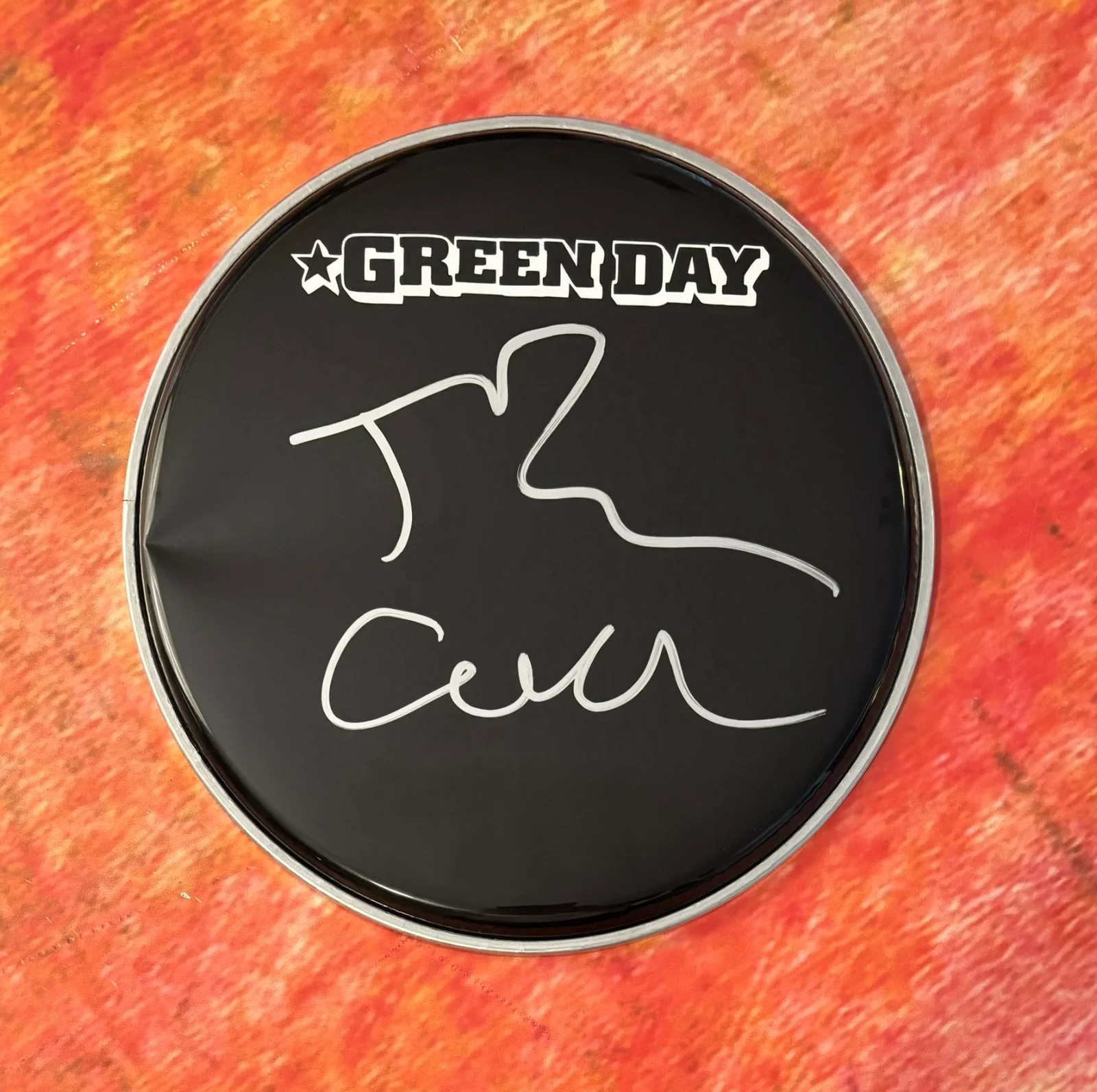 GFA Green Day Band Drummer * TRE COOL * Signed New 10" Drumhead COA, image 2