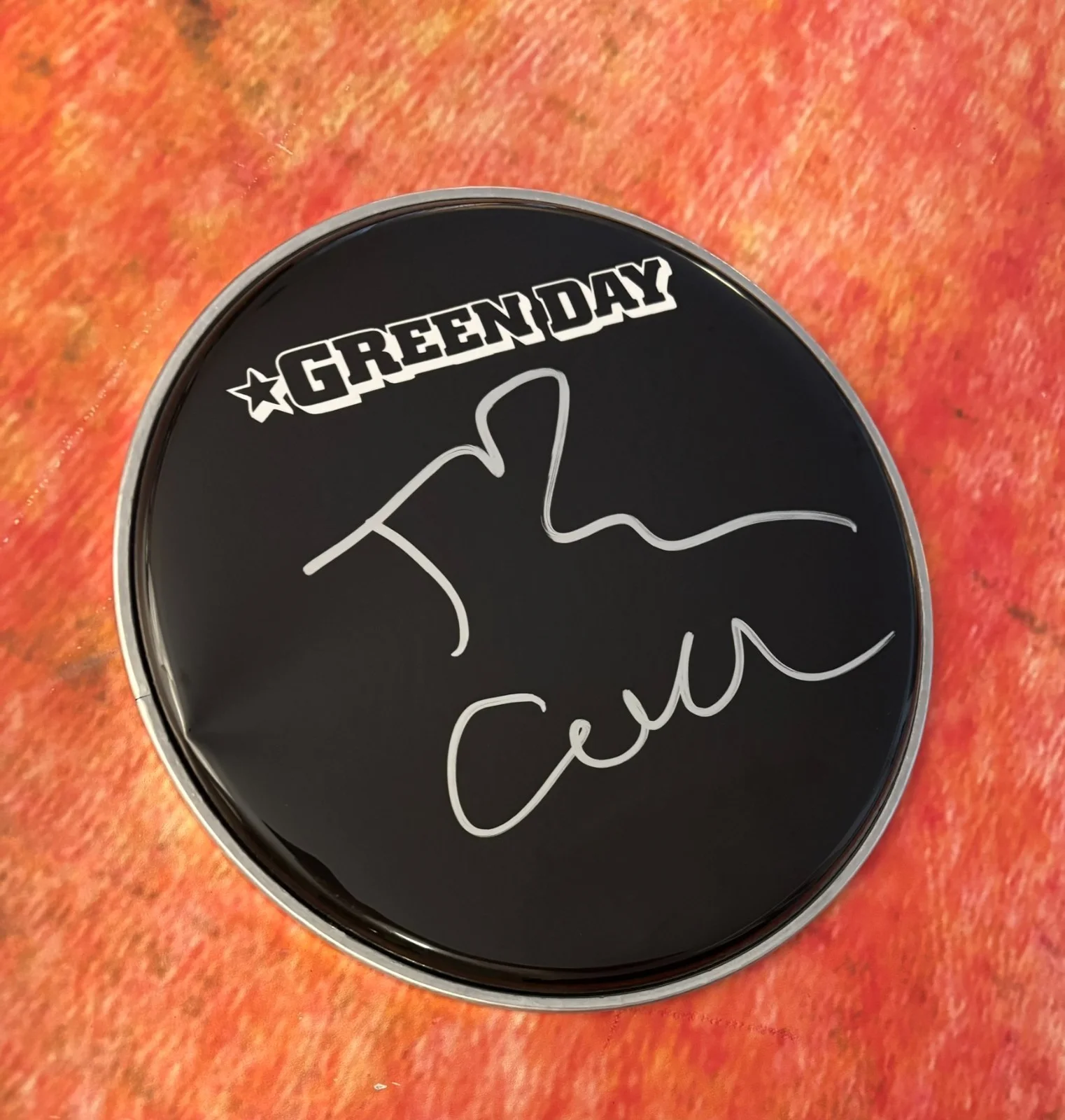 GFA Green Day Band Drummer * TRE COOL * Signed New 10" Drumhead COA, image 4
