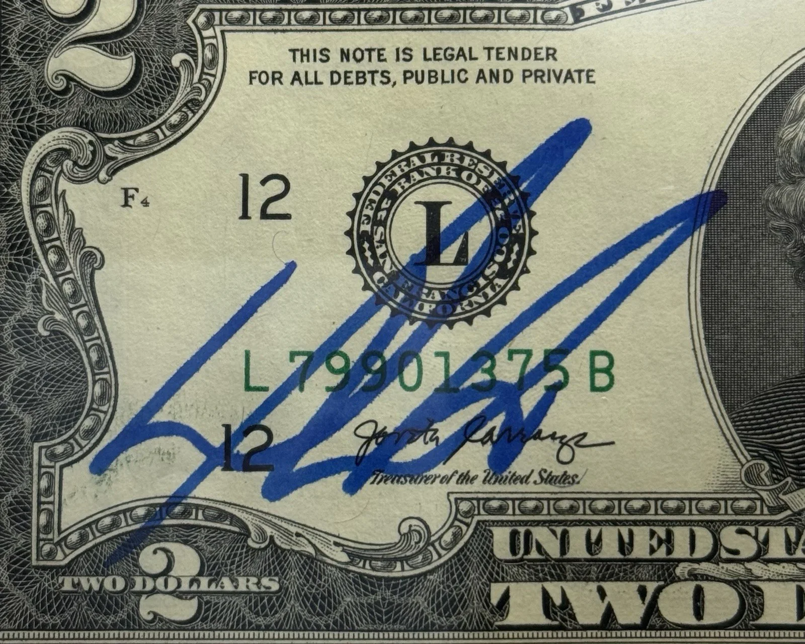 Daveed Diggs — Daveed Diggs Autograph Signed $2 Bill Hamilton Thomas Jefferson Beckett Slab COA, image 3