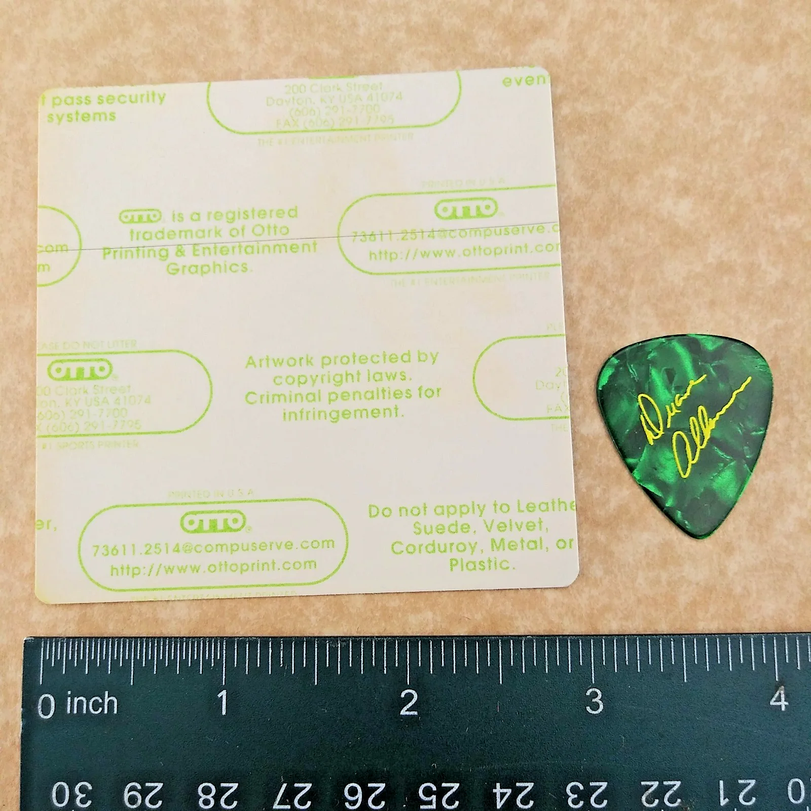 ALLMAN BROTHERS BAND backstage pass 1 novelty signature guitar picks zz2, image 2