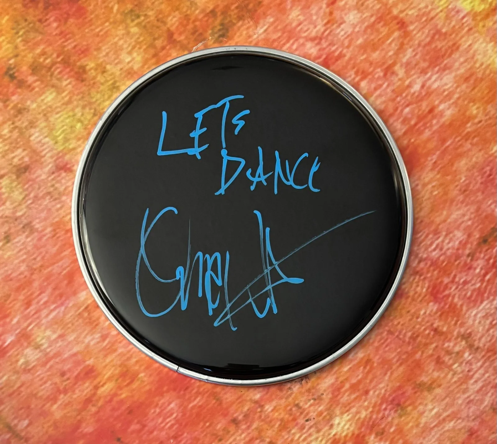 GFA David Bowie Let's Dance Drummer * OMAR HAKIM * Signed 10" Drumhead PROOF COA, image 3