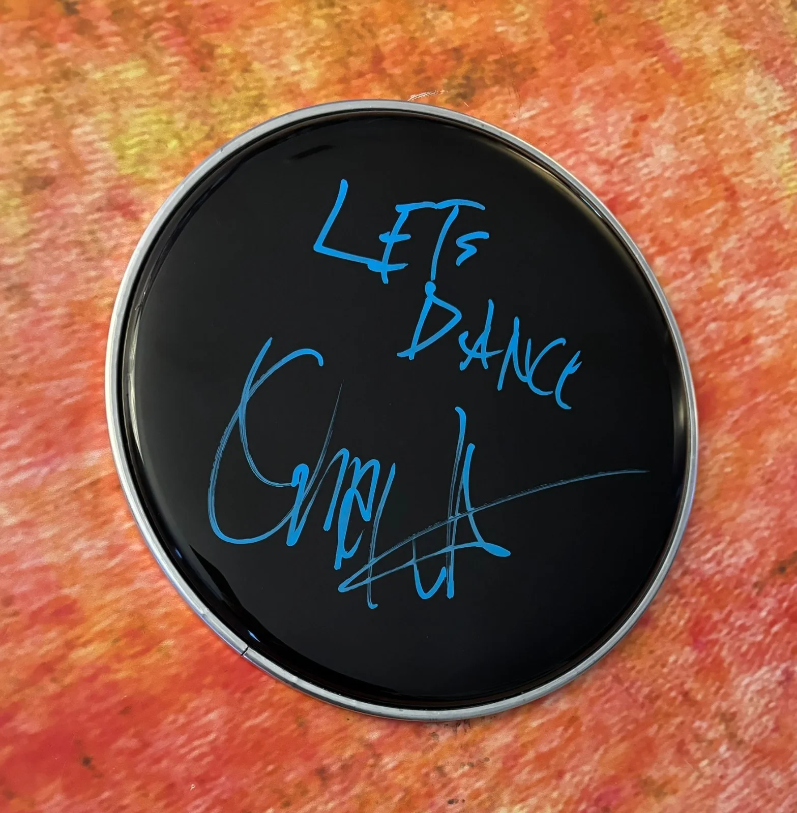 GFA David Bowie Let's Dance Drummer * OMAR HAKIM * Signed 10" Drumhead PROOF COA, image 4