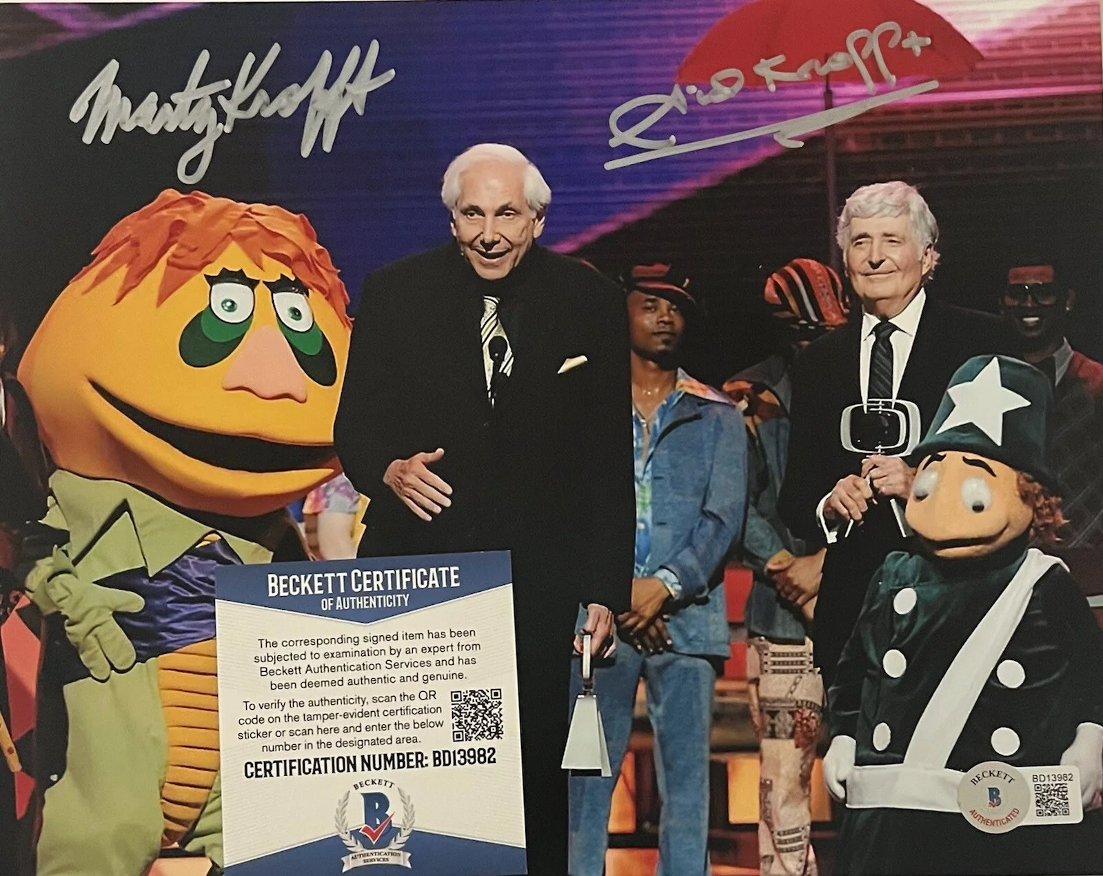Sid and Marty Krofft Signed Autographed 8x10 Photo Beckett HR puffin stuff￼, image 2