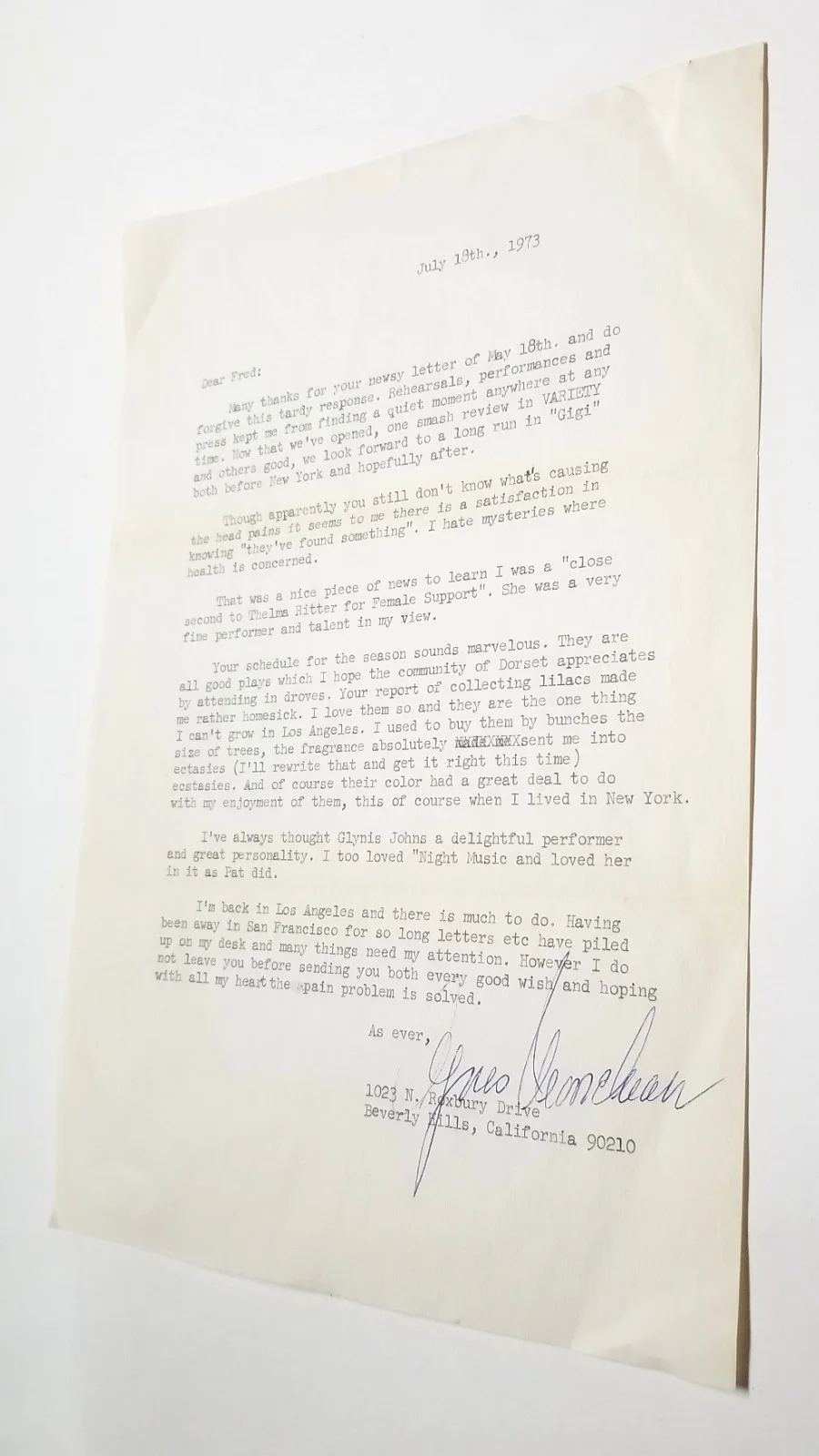 Agnes Moorehead — Agnes Moorehead hand SIGNED Typed Letter JSA COA Autographed Bewitched actress, изображение 4