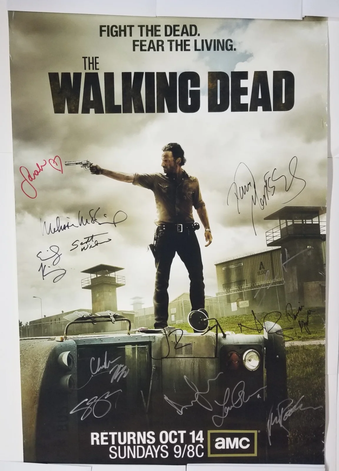 Norman Reedus, Andrew Lincoln, Jon Bernthal — The Walking Dead REAL cast SIGNED 24x36 Poster JSA LOA Reedus Lincoln Bernthal