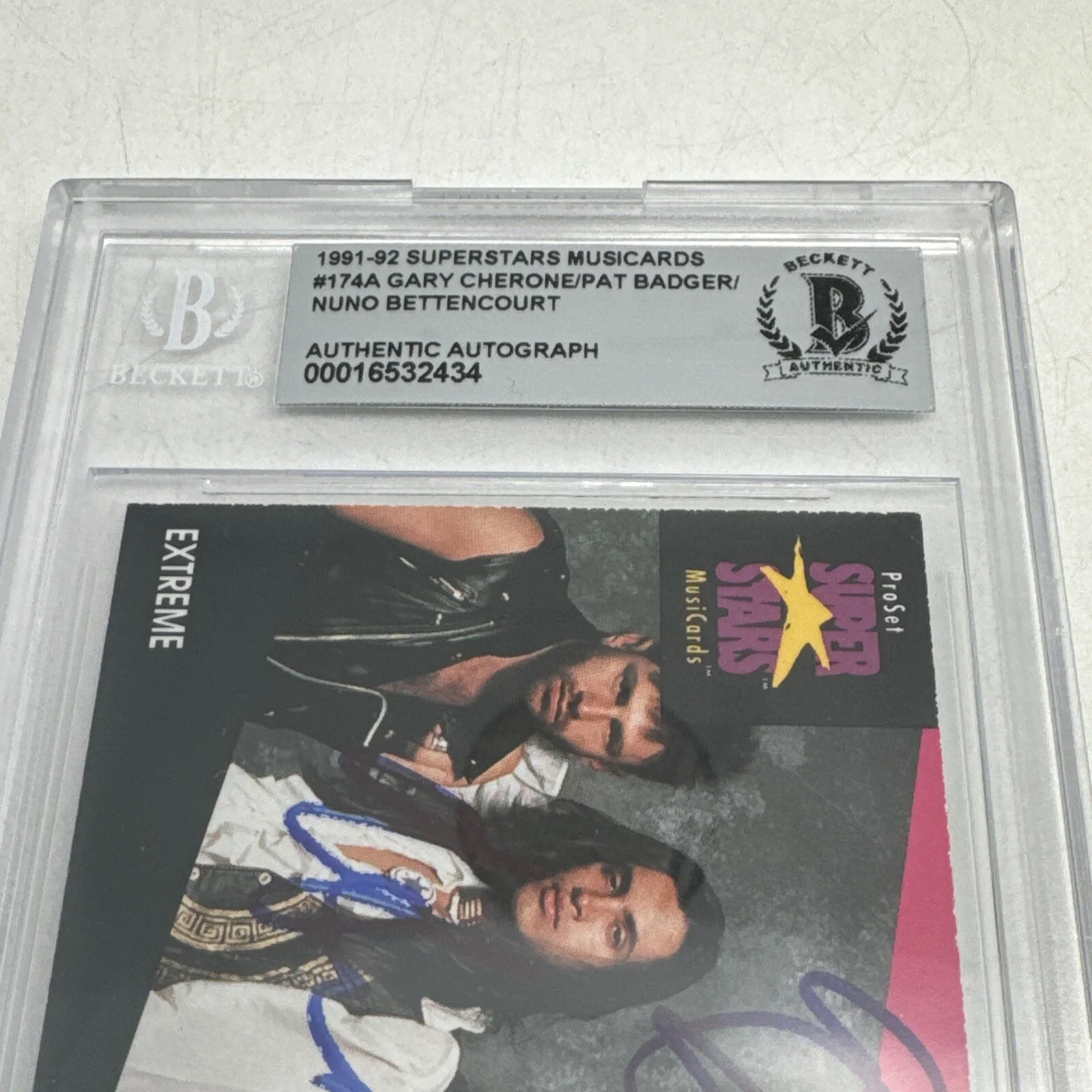 EXTREME 1992 Pro Set MusiCards Super Stars Signed Gary Nuno Pat BGS Auto Slab, image 2