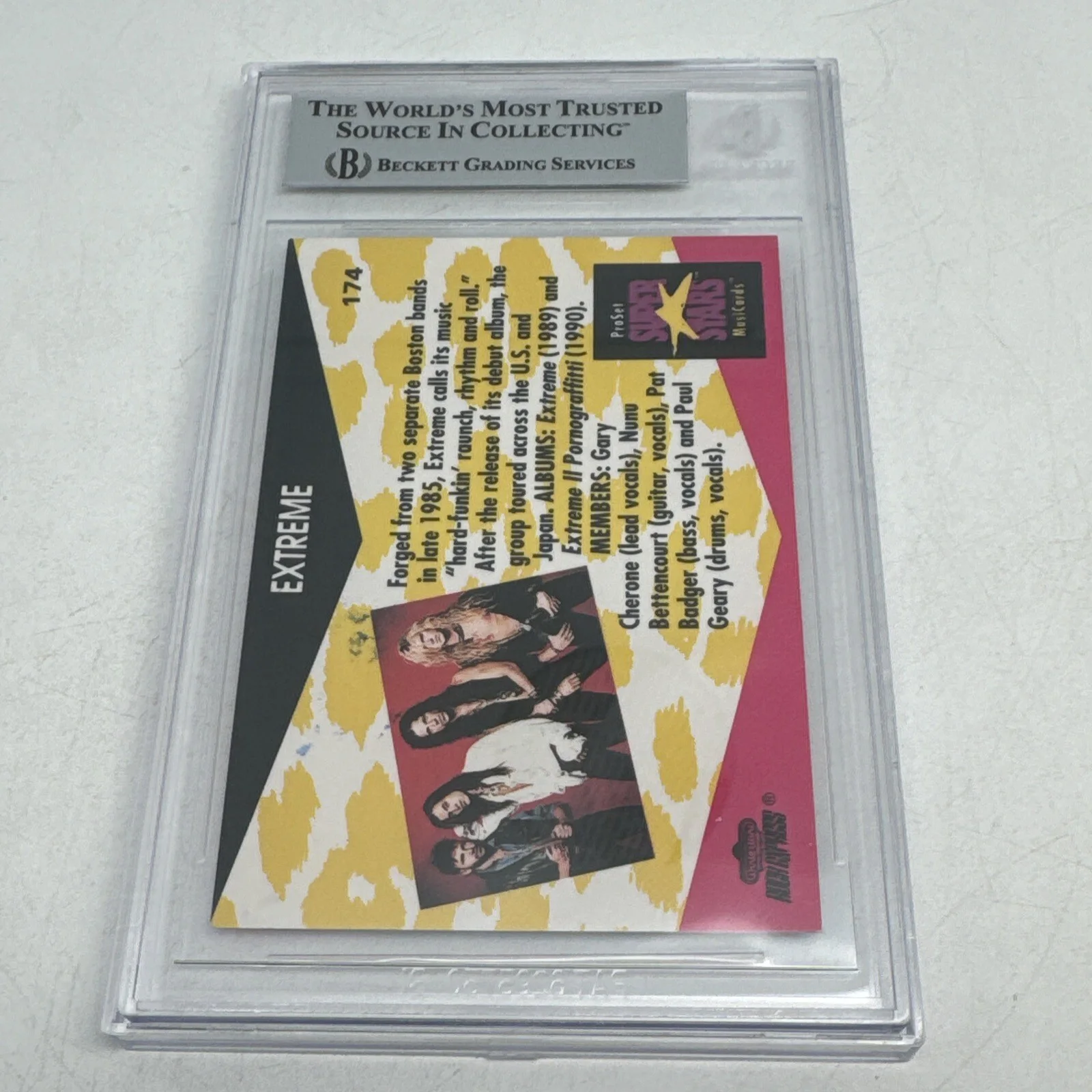 EXTREME 1992 Pro Set MusiCards Super Stars Signed Gary Nuno Pat BGS Auto Slab, image 3