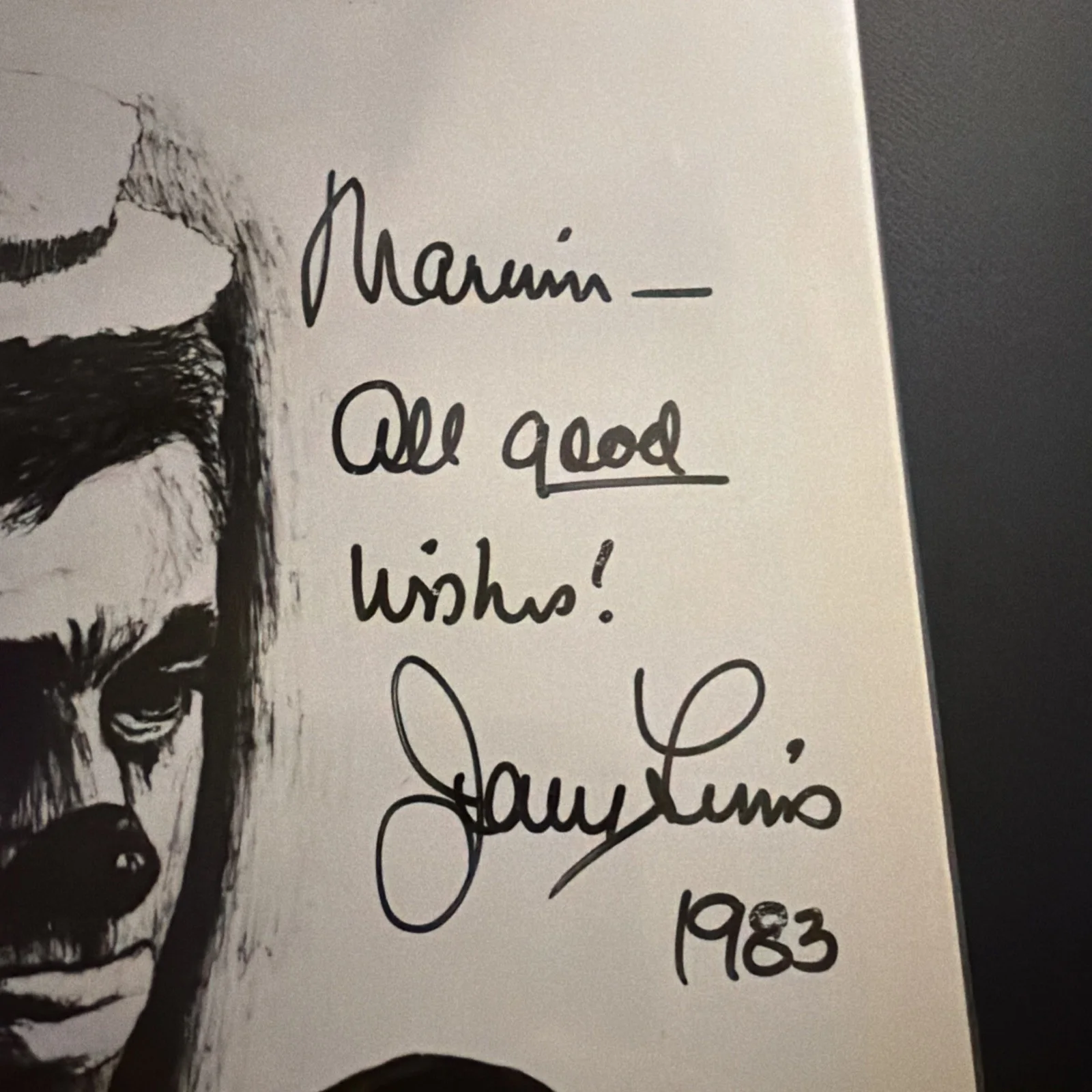 Jerry Lewis Signed 8x10 Photo 1983 Autograph, image 2