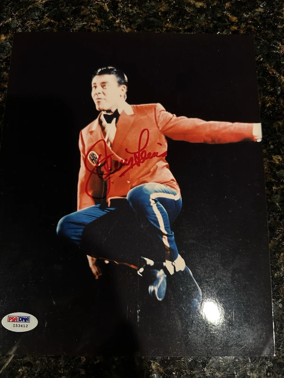 Dean Martin, Jerry Lewis — Jerry Lewis Signed Autographed Photo PSA COA