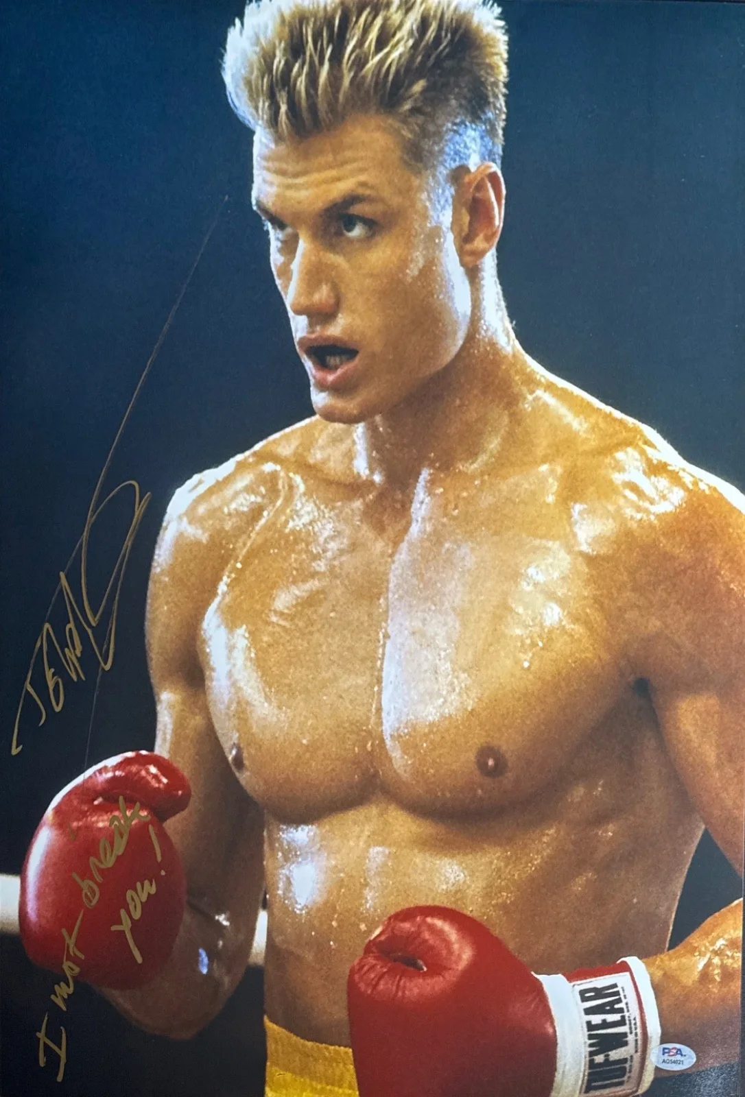 Dolph Lundgren — Dolph Lundgren Signed 16x20 Rocky IV Photo Drago 'I Must Break You' PSA AQ54021, изображение 2