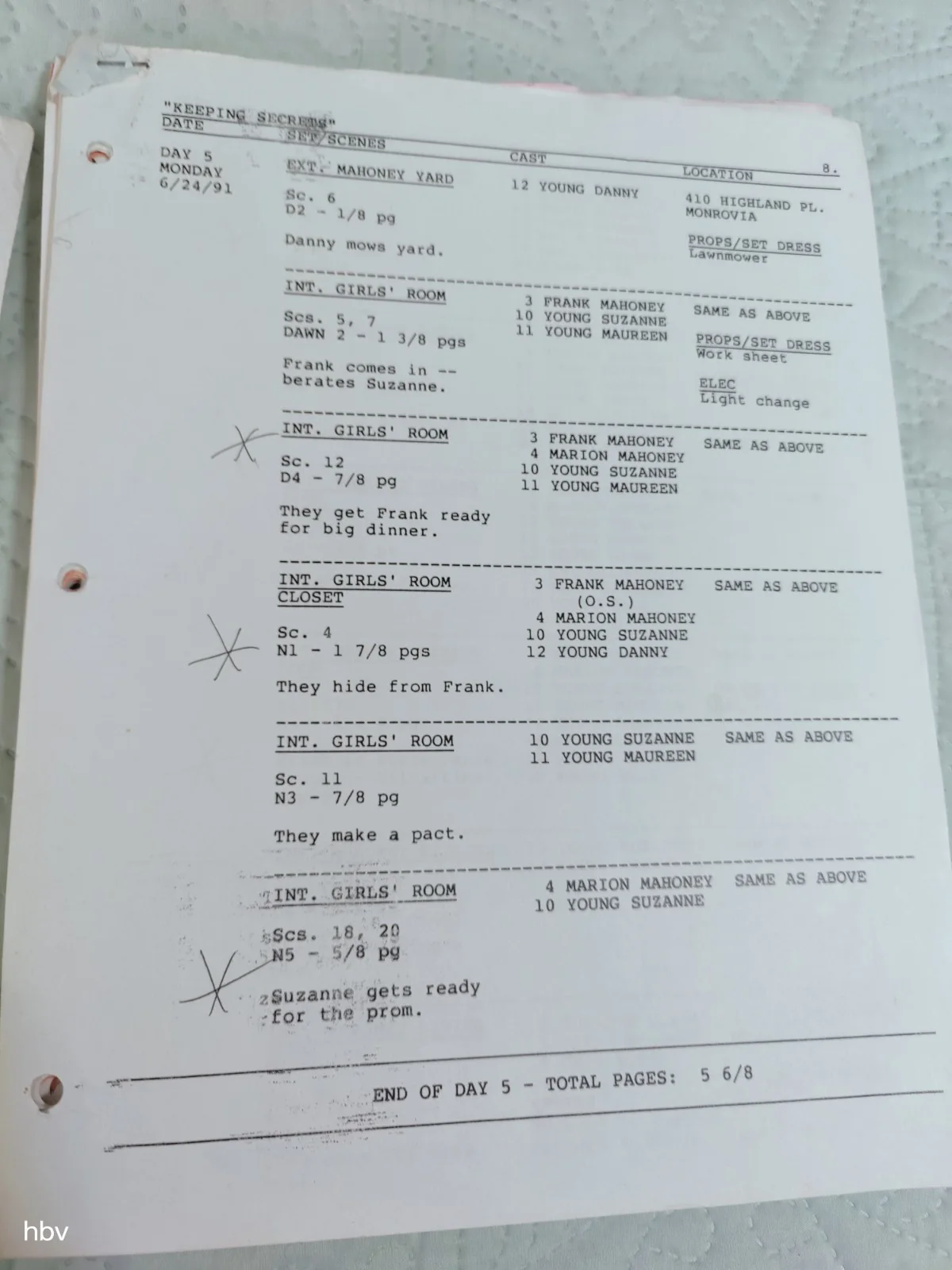 Michael Learned — Original Michael Learned Signed/Used Keeping Secrets Movie Script, изображение 5