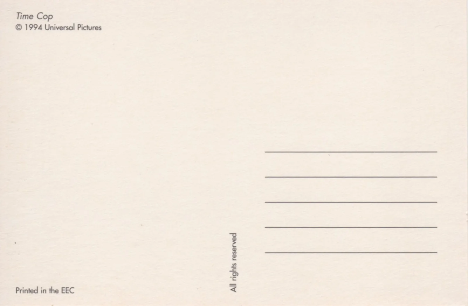 (au43) Timecop - Van Damme - Film Advertising Postcard, изображение 2