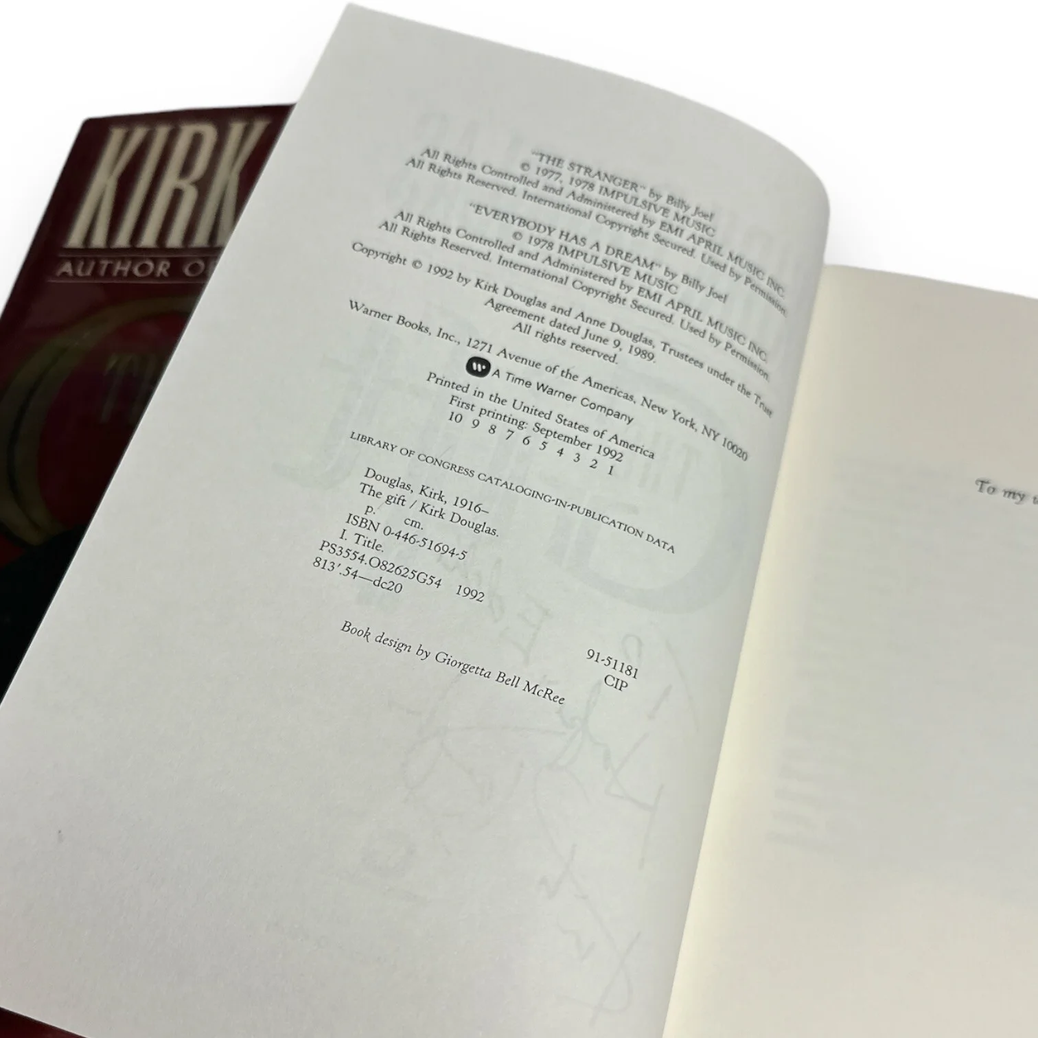 author — Kirk Douglas (d. 2020) Signed Autograph “The Gift” Book 60+ Year Hollywood Actor, image 3