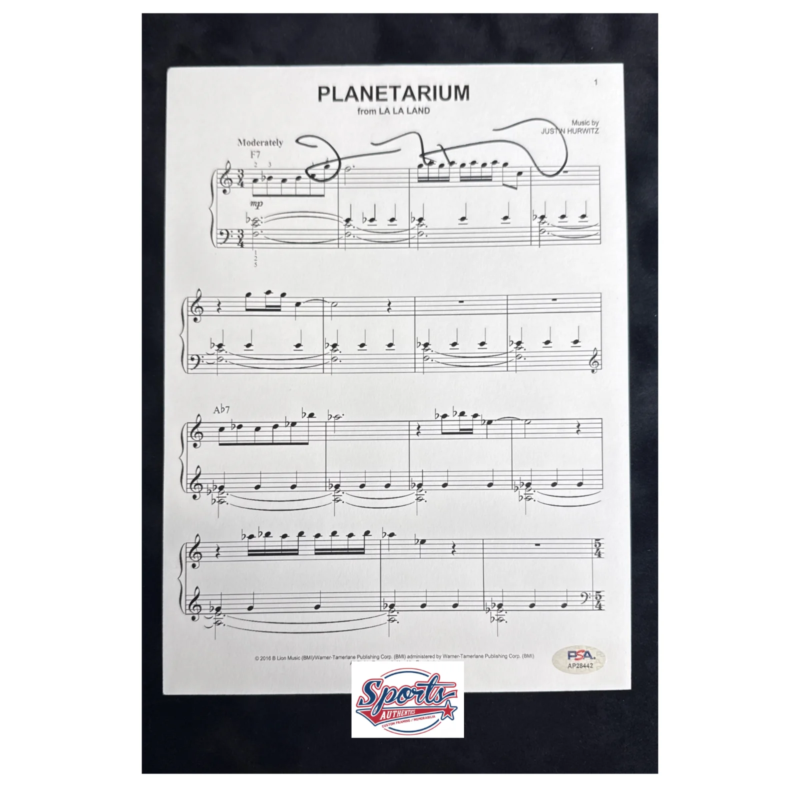Justin Hurwitz — Justin Hurwitz Signed La La Land City Of Stars Music Sheet PSA AP28442