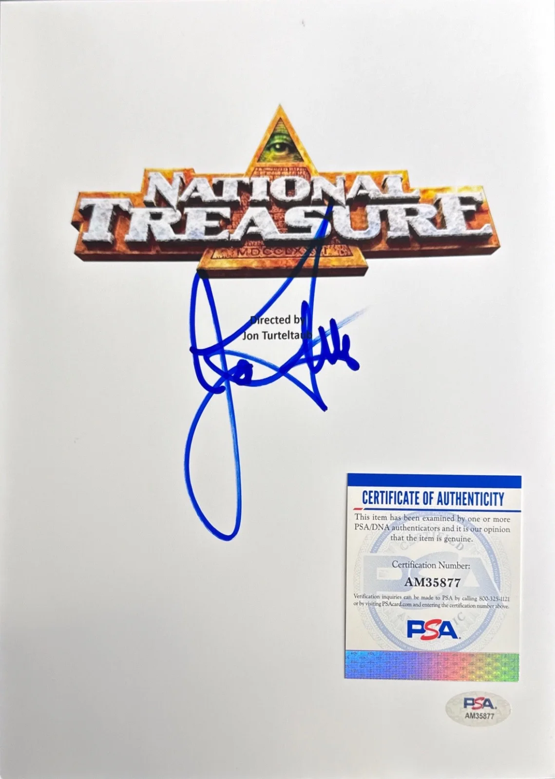 Jon Turteltaub — Jon Turteltaub Signed 8x10 National Treasure Script Cover Only PSA AM35877, image 2
