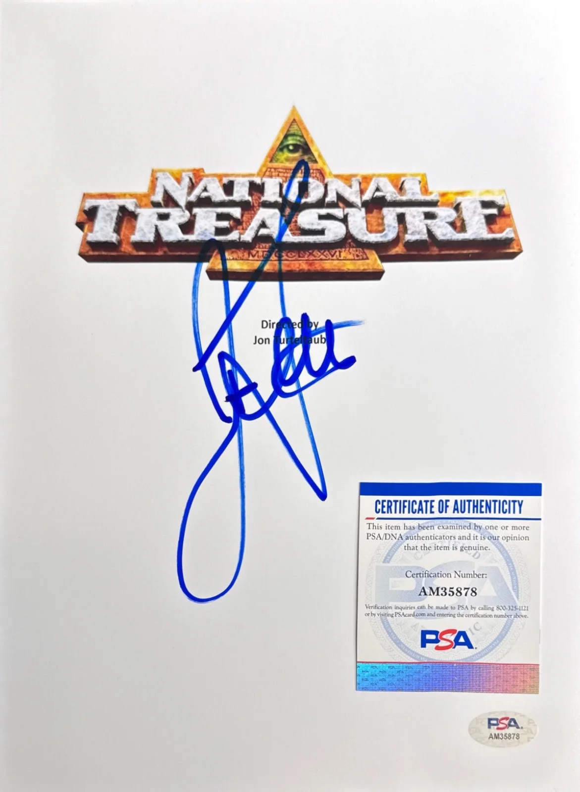 Jon Turteltaub — Jon Turteltaub Signed 8x10 National Treasure Script Cover Only PSA AM35878, image 2