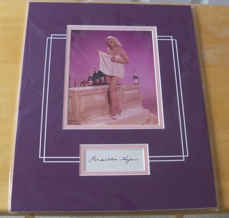 Martha Hyer — Martha Hyer signed autographed card and photo matted COA