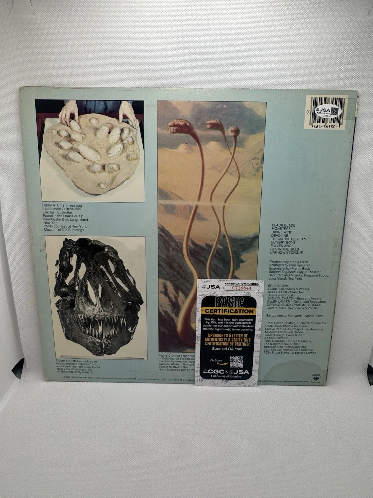 Blue Oyster Cult Signed Vinyl Cultosaurus Erectus JSA Buck Dharma Eric Bloom, изображение 2