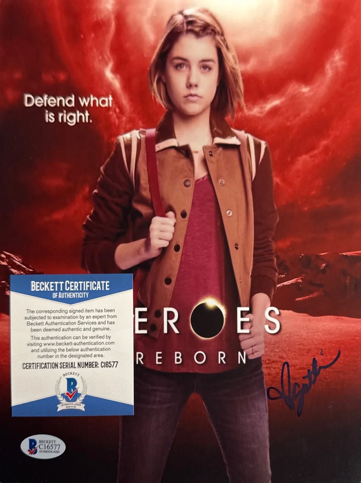 Gatlin Green — Gatlin Green Signed 8x10 Heroes Reborn Photo BAS C16577, image 2