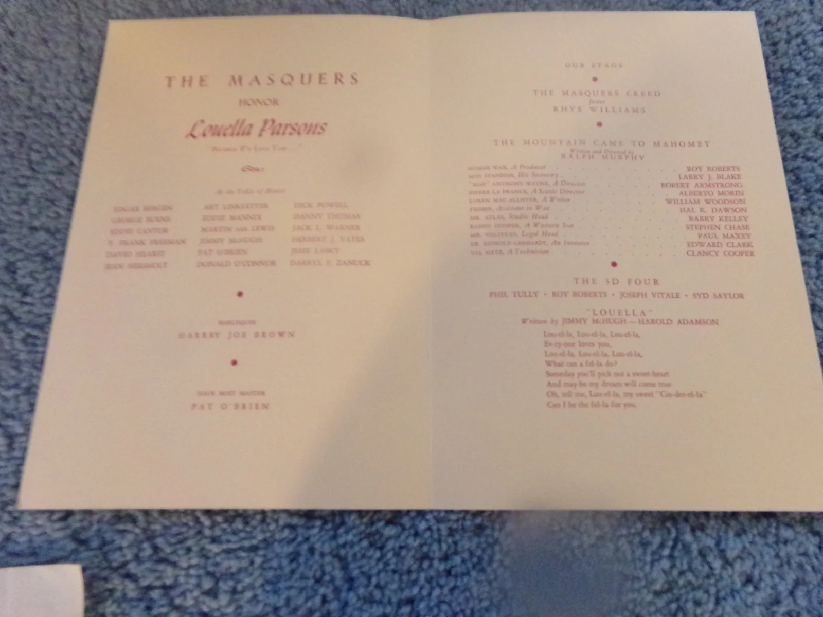 LOUELLA PARSONS SIGNED LETTERS AND PROGRAM, image 4